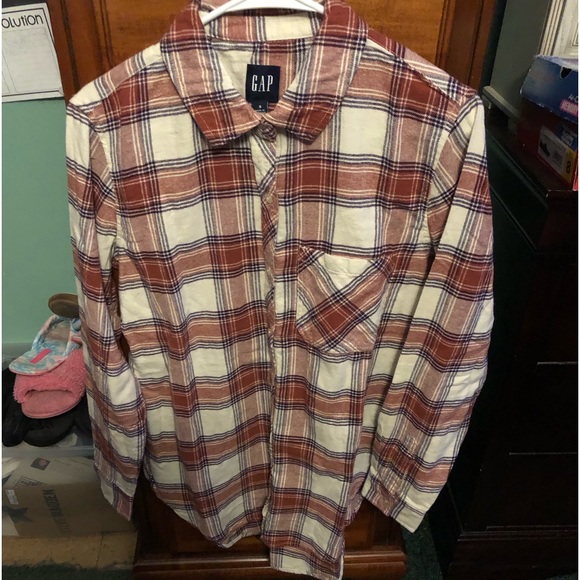 GAP Tops - NWT Gap Birch Dana Plaid Button Up I Pocket Shirt Striped